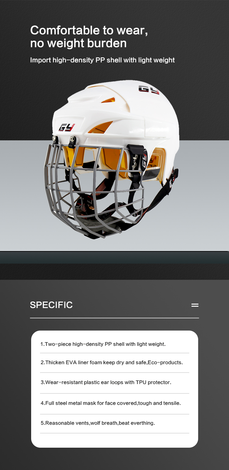 Medium Comfortable Ice Hockey Helmet For Round Head from China manufacturer GY SPORTS